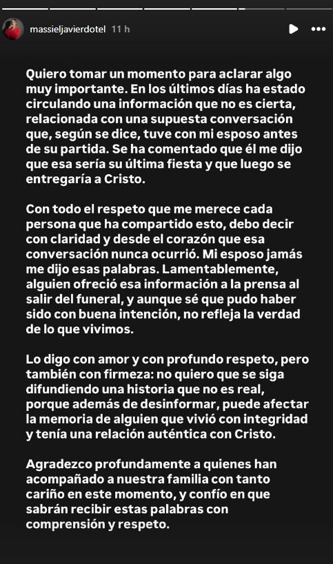 MASSIER JAVIER DOTEL Esposa de Octavio Dotel desmiente Jet Set sería última fiesta del fallecido y luego se entregaría a Cristo