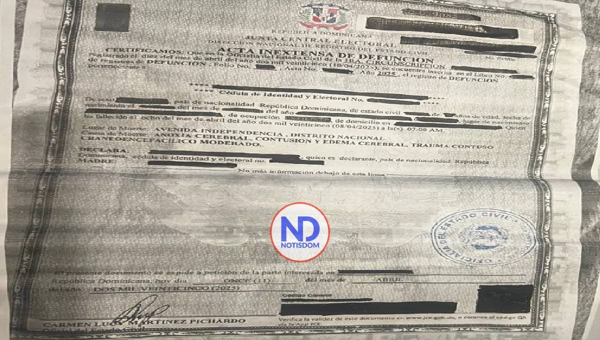 actas de defunción de víctimas de Jet Set