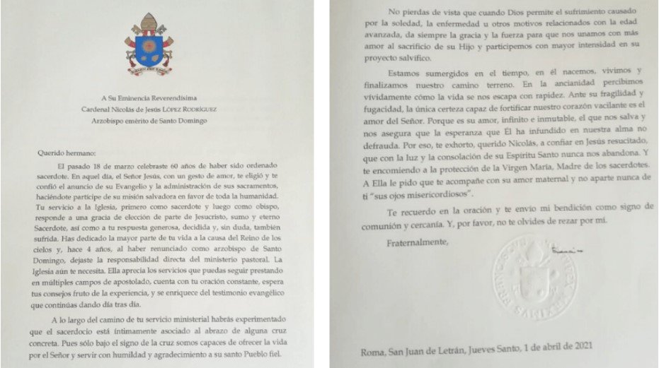 Esta es la conmovedora carta que le envió el papa Francisco al cardenal López Rodríguez 3 carta del papa francisco al cardenal lopez rodriguez Esta es la conmovedora carta que le envió el papa Francisco al cardenal López Rodríguez