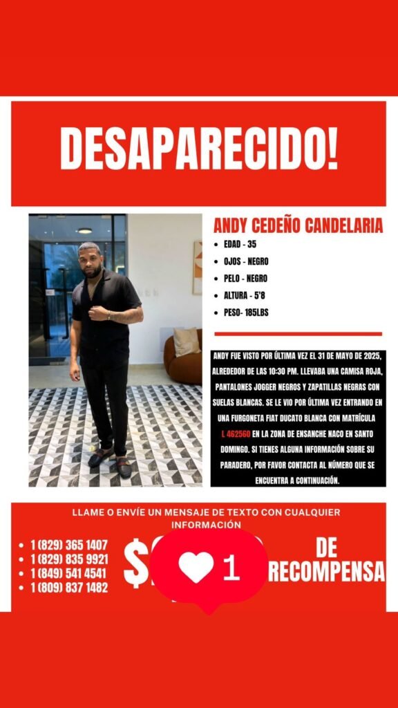 Andy Logan Cedeno 1 Familiares reportan desaparecido a Andy Logan Cedeño; llevan dos semanas en su búsqueda