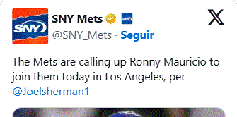 TWITTER RONNY Mets suben al dominicano Ronny Mauricio a Grandes Ligas