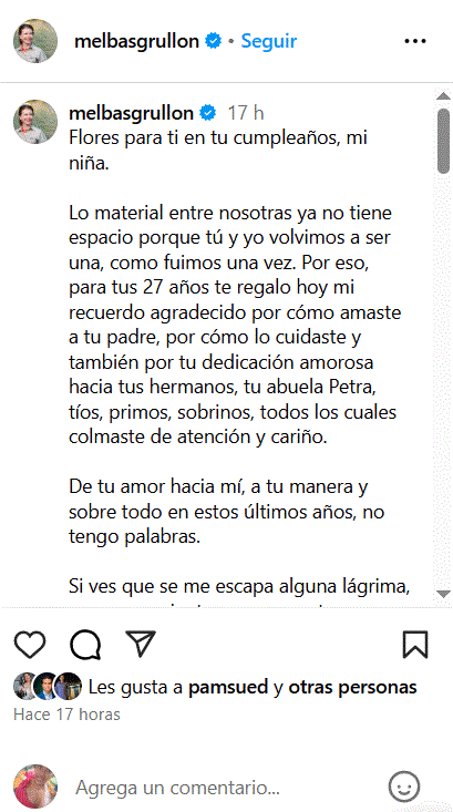HIJA DE MELVA GRULLON 1 Melba Grullón felicita con «flores» a su hija que falleció en tragedia Jet Set