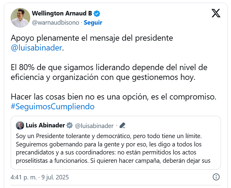 Arnaud respalda llamado de Abinader a precandidatos PRM: «Hacer las cosas bien es el compromiso» 3 wellington a Arnaud respalda llamado de Abinader a precandidatos PRM: «Hacer las cosas bien es el compromiso»