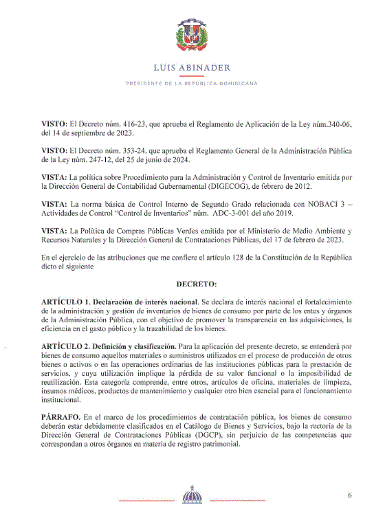 Abinader instruye a la DGCP implementar sistema nacional de gestión de inventarios en el Estado 8 CARTA 5 Abinader instruye a la DGCP implementar sistema nacional de gestión de inventarios en el Estado