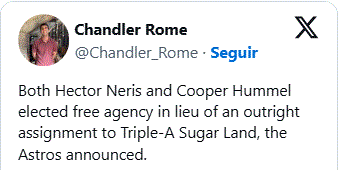 CHANDLER Lanzador dominicano rompe contrato con Astros de Houston