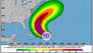 El CNH rebaja la categoría del huracán ‘Erin’ de cinco a cuatro