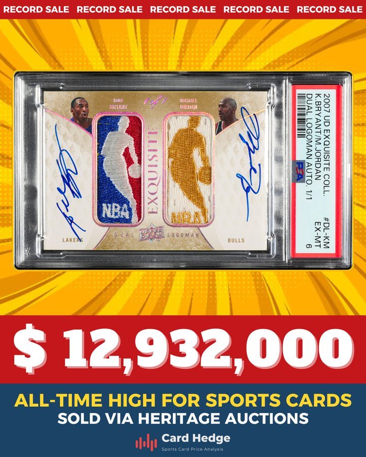 Kobe Bryant Un cromo de Kobe y Jordan establece récords al venderse por más de 12.9 millones de dólares