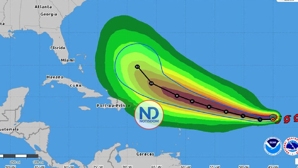 Huracán Erin se fortalece y podría dejar hasta 150 mm de lluvias en República Dominicana