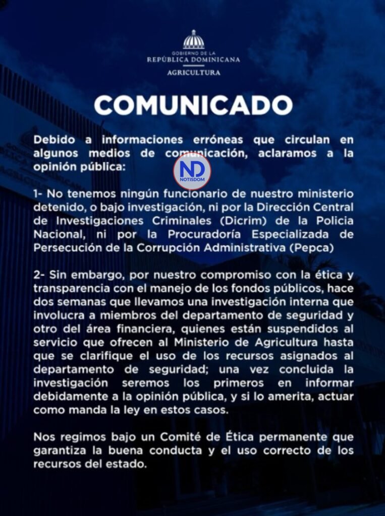 Ministerio de Agricultura desmiente detenciones y reafirma su compromiso con la transparencia 3 Screenshot 2025 08 22 181457 Ministerio de Agricultura desmiente detenciones y reafirma su compromiso con la transparencia