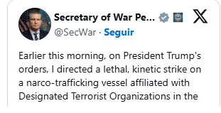 SECRETARY EE.UU. hunde otra lancha cerca de Venezuela; mata 4 personas