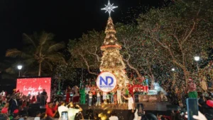 Ayuntamiento enciende Navidad en malecón con un gran arbolito
