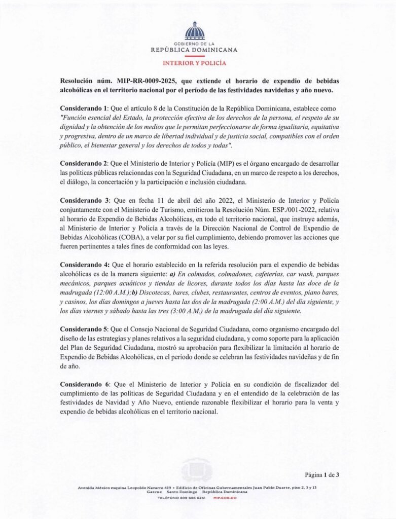 Faride anuncia horario de expendio de bebidas alcohólicas para diciembre 4 FARIDE RAFUL CARTA 3 Faride anuncia horario de expendio de bebidas alcohólicas para diciembre