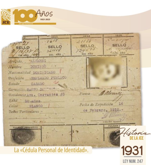 Foto de la primera cedula 1932 de Trujillo ante JCE La cédula, su historia y el salto que da en 2026