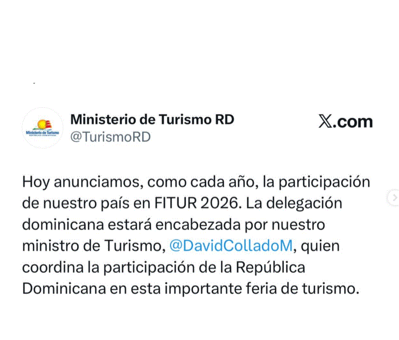 Ministerio de Trabajo 4 Collado anuncia participación de RD en Fitur 2026