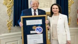 Machado dice le «presentó» a Trump medalla Nobel de la Paz