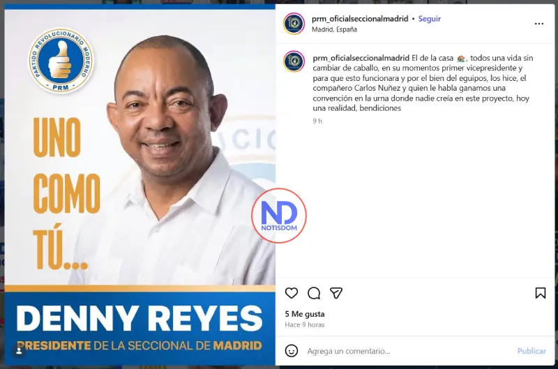 Screenshot 2026 02 08 140554 Trayectoria política respalda la aspiración de Denny Reyes a dirigir el PRM en Madrid