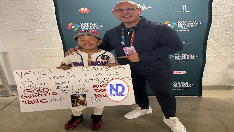 Niño con cinco cirugías de corazón cumple sueño de conocer al equipo dominicano