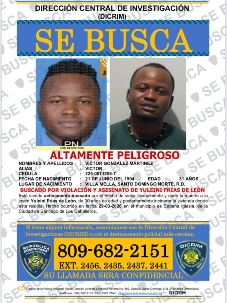 Victor Gonzalez Martinez Policía identifica presunto responsable de la muerte de mujer en Sabana Iglesia