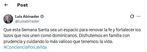 Presidente Abinader envía mensaje de reflexión por Semana Santa 2026 3 ABINADER INSTAGRAM Presidente Abinader envía mensaje de reflexión por Semana Santa 2026