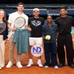 Nadal, Courtois, Sinner y Bellingham estrenan la pista de tenis del Bernabéu