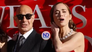 Actores Emily Blunt y Stanley Tucci reciben estrella en el Paseo de la Fama de Hollywood