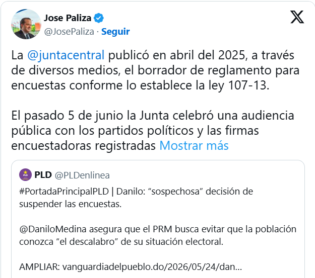 Jose Ignacio Paliza 30 Paliza a Danilo: Ustedes estuvieron de acuerdo con ese reglamento para encuestas