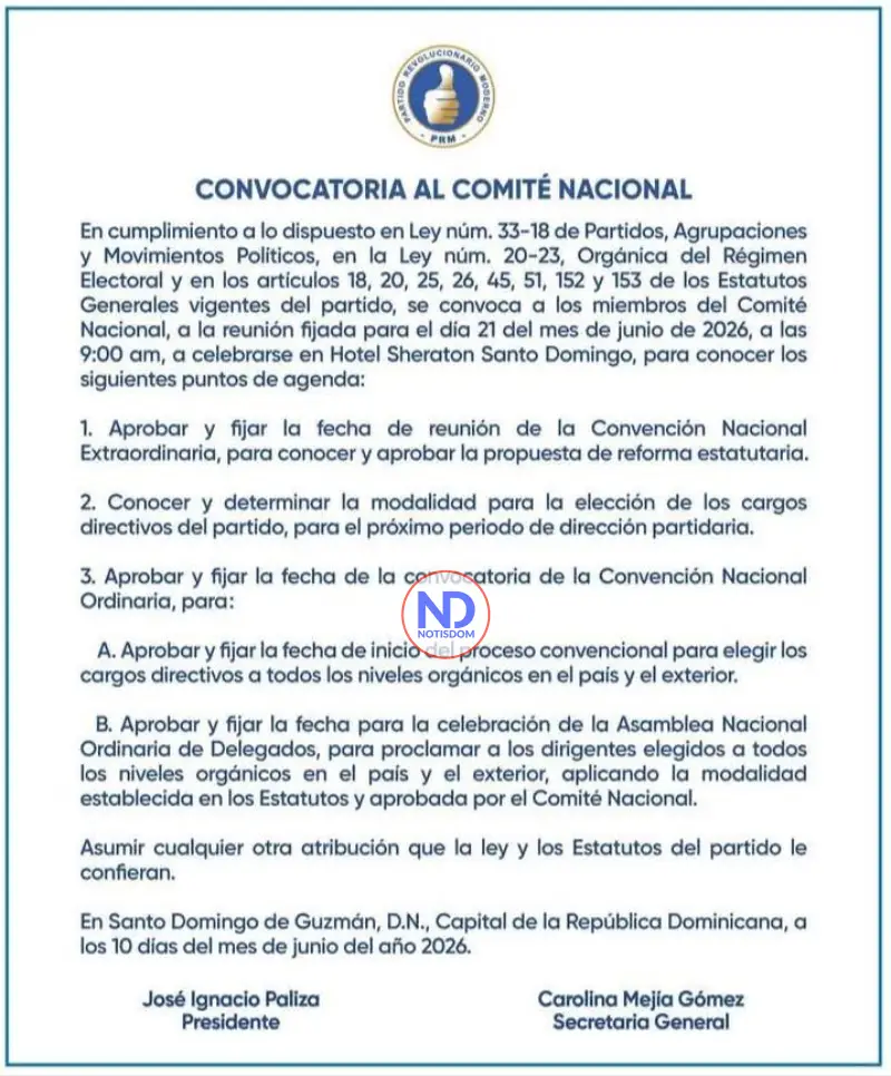 PRM convoca al Comité Nacional para definir reforma estatutaria y ruta de elección de nueva dirigencia 3 721466460 2060468388187041 2804918652099884321 n PRM convoca al Comité Nacional para definir reforma estatutaria y ruta de elección de nueva dirigencia