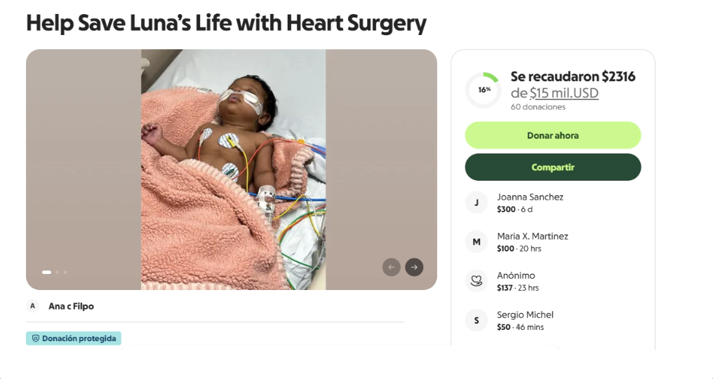 LUNA MARIET BONILLA Luna lucha por su vida: familia necesita reunir US$15 mil para una cirugía urgente