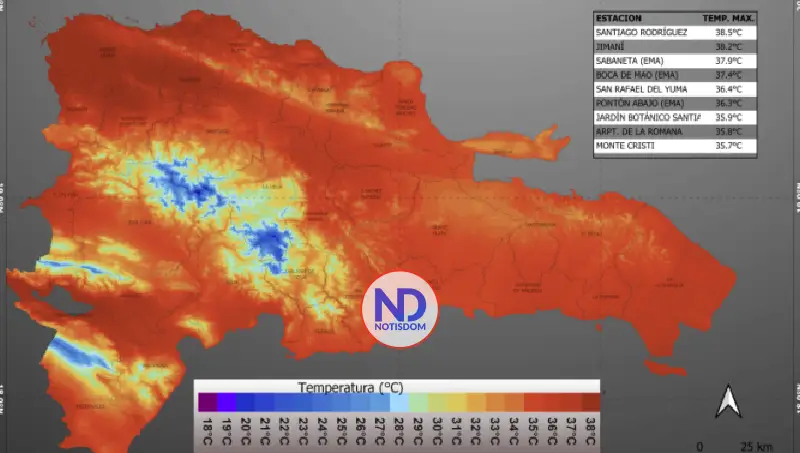 ¡Calor extremo! Temperaturas alcanzan los 38.5 °C; Indomet advierte chubascos y polvo del Sahara