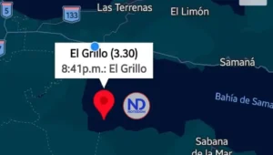 Temblor de magnitud 3.3 se registra al sur de Sánchez, Samaná