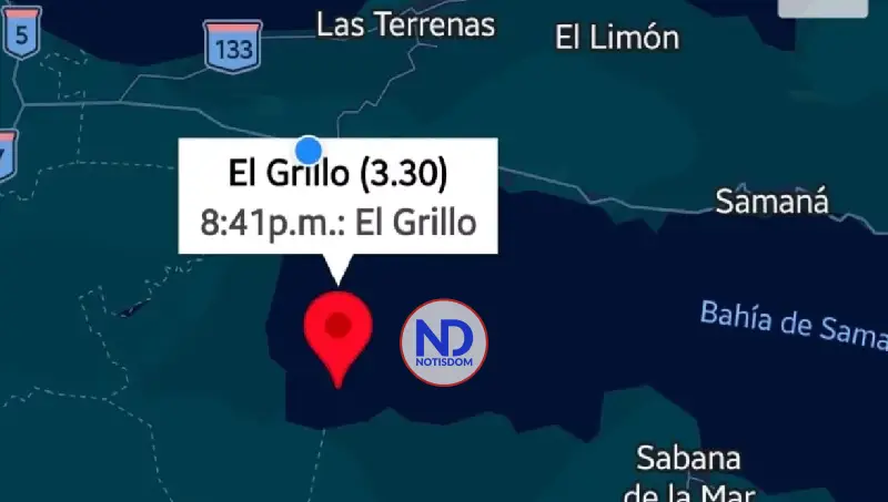 Temblor de magnitud 3.3 se registra al sur de Sánchez, Samaná